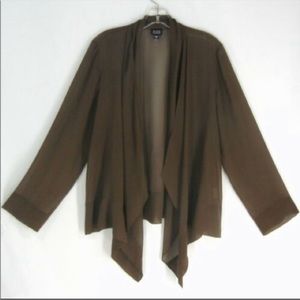 Eileen Fisher Chocolate Brown waterfall Chiffon jacket